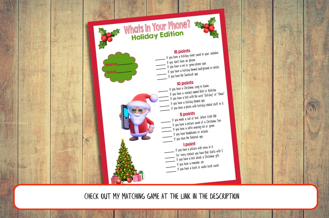 Christmas Game Whats in Your Bag Purse Wallet Christmas Etsy