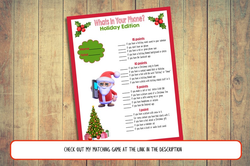 Christmas Game Whats in Your Bag Purse Wallet Christmas Etsy