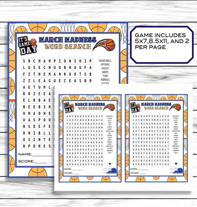 Final Four Party Game March Madness Word Search College Etsy