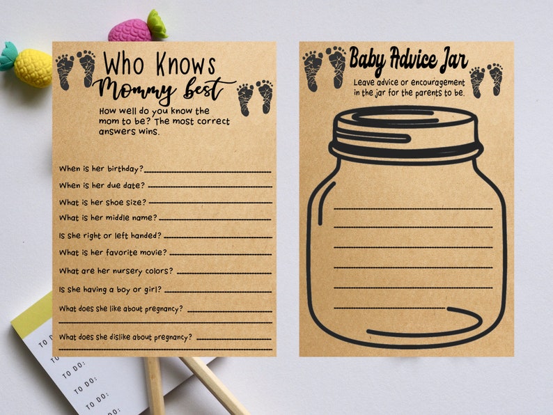 Baby Shower Games Set 10 Game Card Bundle Kraft Paper Baby Etsy