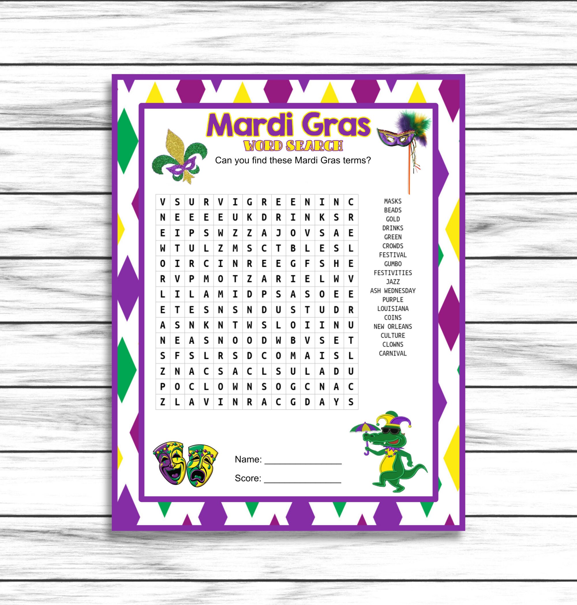 mardi gras word search answers