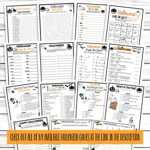 Halloween Party Games, Halloween Game Set, Trivia , Scattergories, Word Search, Family Games, Printable or Virtual Games, Instant Download image 10