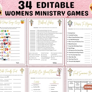 Printable Womens Ministry Games Bible Study Group Retreat Activities | Christian Games for Adults | Ladies Editable Fellowship Bundle