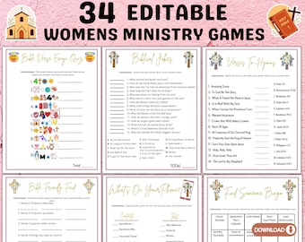 Printable Womens Ministry Games Bible Study Group Retreat Activities | Christian Games for Adults | Ladies Editable Fellowship Bundle