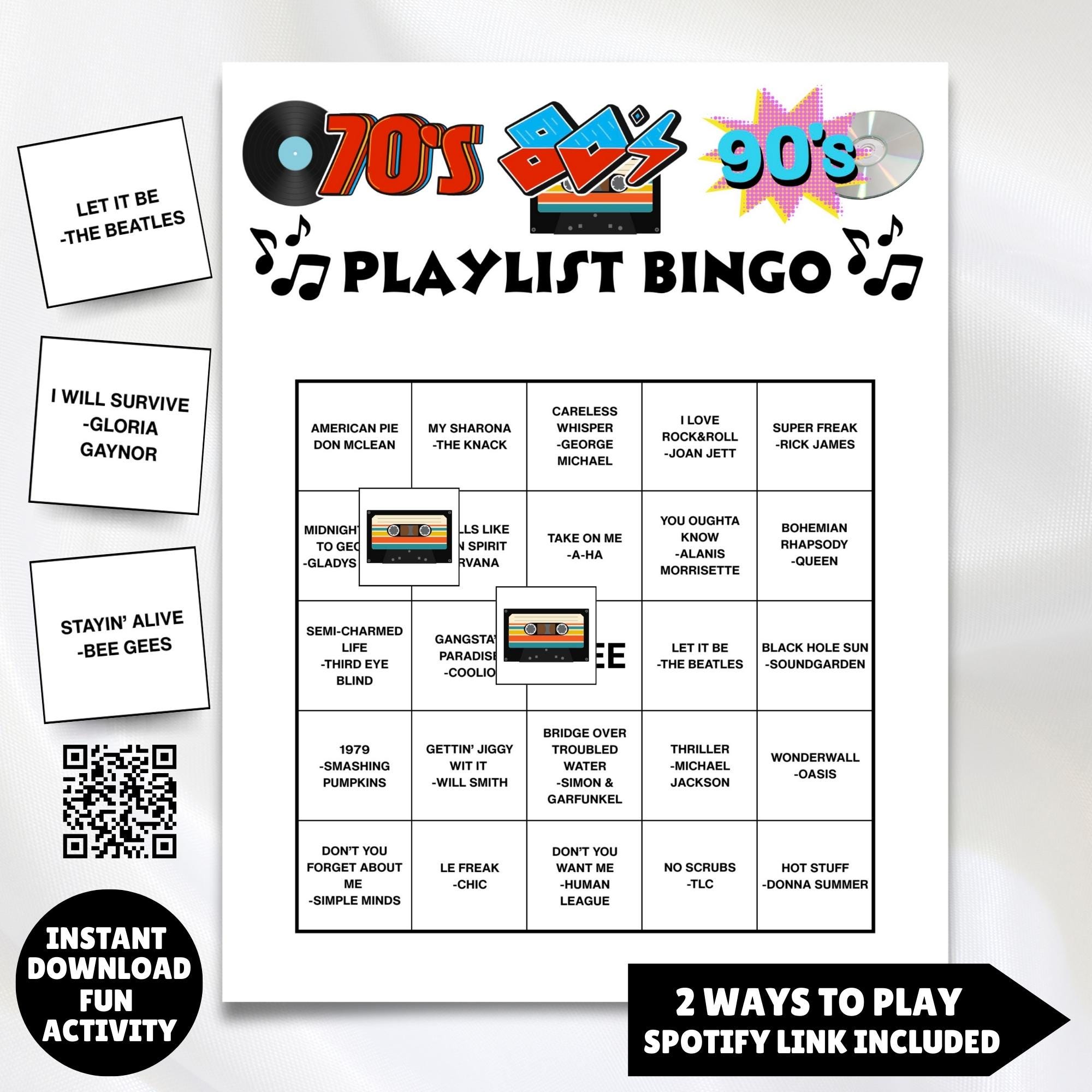 Gioco Disco Bingo A Tema Anni '80, 50 Cartelle, Perfetto Per Feste A Tema