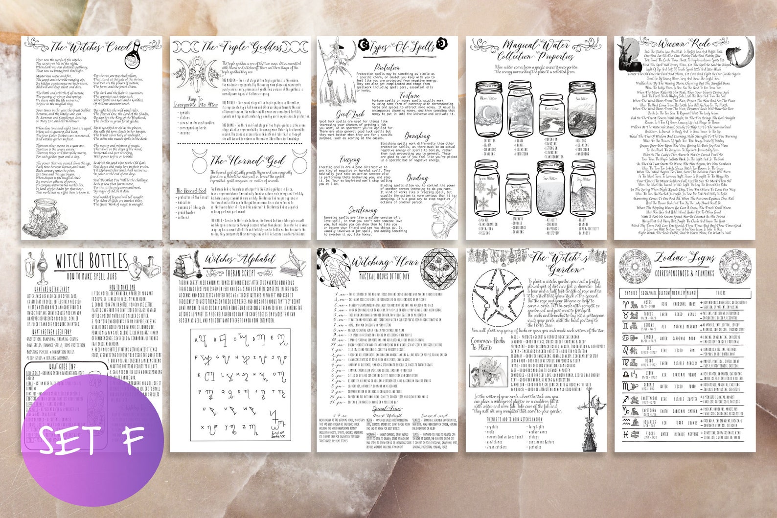 60 Pages Witchcraft Basics Book of Shadows Pages Printable Set, Magic ...