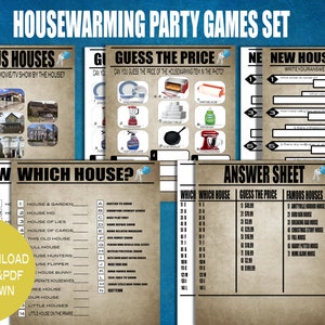 House Warming Party: New Home Trivia Games - Instant Download for New Home Party, House Warming Games Bundle Set, Housewarming Games