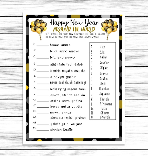 New Years Trivia Quiz Game Printable or Virtual Holiday Party Etsy