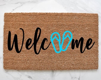 Flip Flop Welcome Doormat, Summer Doormat, Flip Flop Doormat, Cute Doormat, Beach House Doormat, Front Door Mat, Spring Doormat, Flip Flops