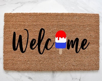 Popsicle Doormat, 4th Of July Doormat, Summer Doormat, Welcome Mat, Summer Decor, Outdoor Rug, Porch Decor, Outdoor Decor, Red White Blue