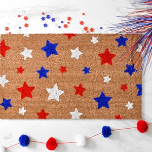 Star Doormat, Summer Doormat, Cute Doormat, 4th Of July Doormat, Welcome Mat, Patriotic Decor, Front Porch Decor, Red White and Blue, Summer