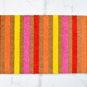 Striped Doormat, Cute Doormat, Spring Doormat, Welcome Mat, Outdoor Rug, Summer Doormat, Striped Decor, Summer Decor, Colorful Doormat, Rug image 1