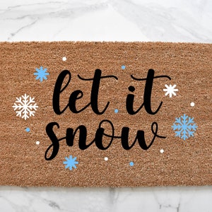 Christmas Snowman Welcome Mat Non Slip Rubber Backing Tropical Christmas  Door Mat Low Profile Let It Snow Winter Holiday Doormat For Entryway Front  Door Porch 28.75X17.2Inch (Blue Let It Snow) 