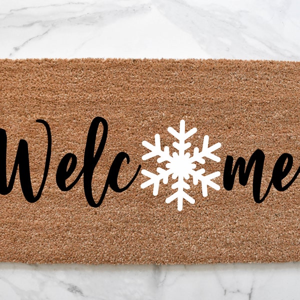 Welcome Snowflake Doormat, Winter Doormat, Welcome Mat, Winter Decor, Outdoor Rug, Christmas Doormat, Front Door Mat, Christmas Decor, Snow
