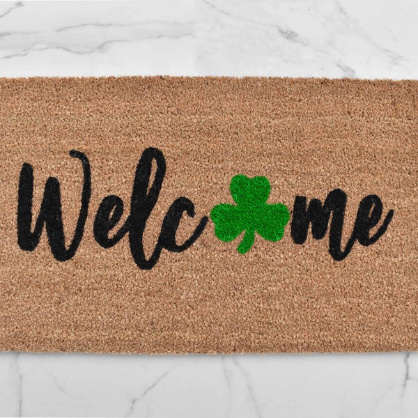 Shamrock Doormat, Three Leaf Clover Doormat, St Patrick's Day Decor, Cute Doormat, St Patrick's Day Doormat, Green Decor, Lucky Doormat, Rug