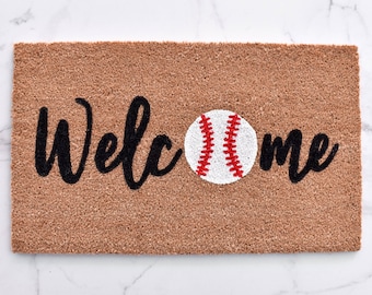 Baseball Doormat, Welcome Mat, Sports Doormat, Baseball Decor, Outdoor Rug, Front Door Mat, Baseball Player, Baseball Gift, Cute Doormat
