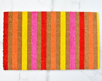 Striped Doormat, Cute Doormat, Spring Doormat, Welcome Mat, Outdoor Rug, Summer Doormat, Striped Decor, Summer Decor, Colorful Doormat, Rug