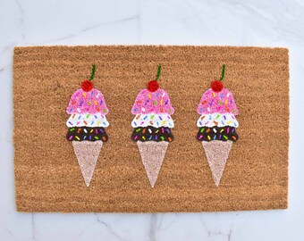 Ice Cream Doormat, Cute Doormat, Summer Doormat, Welcome Mat, Summer Decor, Outdoor Rug, Ice Cream Cone, Porch Decor, Summertime, Entryway