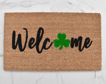 Shamrock Doormat, Three Leaf Clover Doormat, St Patrick's Day Decor, Cute Doormat, St Patrick's Day Doormat, Green Decor, Lucky Doormat, Rug