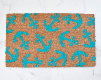 Anchor Doormat, Lake Doormat, Nautical Decor, Beach House Decor, Welcome Mat, Cabin Decor, Outdoor Rug, Summer Doormat, Lake Life Decor