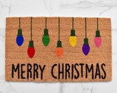 Merry Christmas Doormat, Christmas Lights, Doormat, Cute Doormat, Welcome Mat, Christmas Decor, Outdoor Rug, Christmas Doormat, Porch Decor