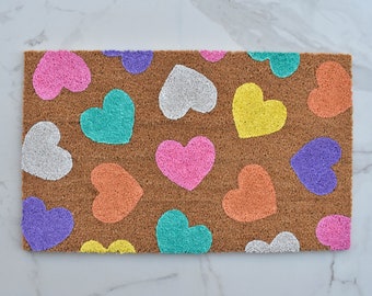 Conversation Heart Doormat, Valentine's Day Doormat, Cute Doormat, Heart Doormat, Valentine's Day Decor, Welcome Mat, Outdoor Rug, Door Mat