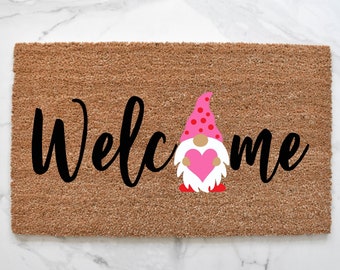 Valentine's Day Gnome Doormat, Valentine's Day Doormat, Welcome Mat, Gnome Decor, Outdoor Rug, Front Door Mat, Valentine's Day Decor, Gnomes