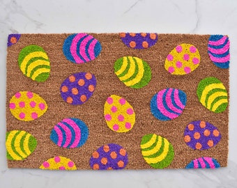 Easter Egg Doormat, Easter Doormat, Cute Doormat, Welcome Mat, Spring Decor, Easter Decor, Doormat, Spring Doormat, Porch Decor, Easter Eggs