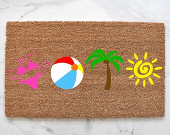 Beach Day Doormat, Summer Doormat, Beach Decor, Cute Doormat, Summer Decor, Beach Doormat, Outdoor Rug, Welcome Mat, Palm Tree Doormat, Rug