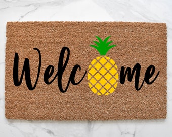 Welcome Doormat, Pineapple Doormat, Summer Decor, Cute Doormat, Summer Doormat, Pineapple, Summertime, Welcome Mat, Outdoor Rug, Springtime