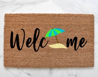 Beach Umbrella Doormat, Beach House Decor, Cute Doormat, Summer Doormat, Outdoor Rug, Welcome Mat, Summer Decor, Umbrella Doormat, Sand