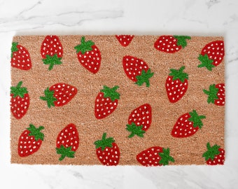 Strawberry Doormat, Summer Doormat, Cute Doormat, Welcome Mat, Outdoor Rug, Strawberries, Doormat, Summer Decor, Housewarming Gift, Fruit