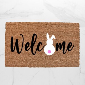 Bunny Welcome Doormat, Easter Doormat, Cute Doormat, Welcome Mat, Spring Doormat, Easter Decor, Outdoor Rug, Easter, Spring Decor, Bunny