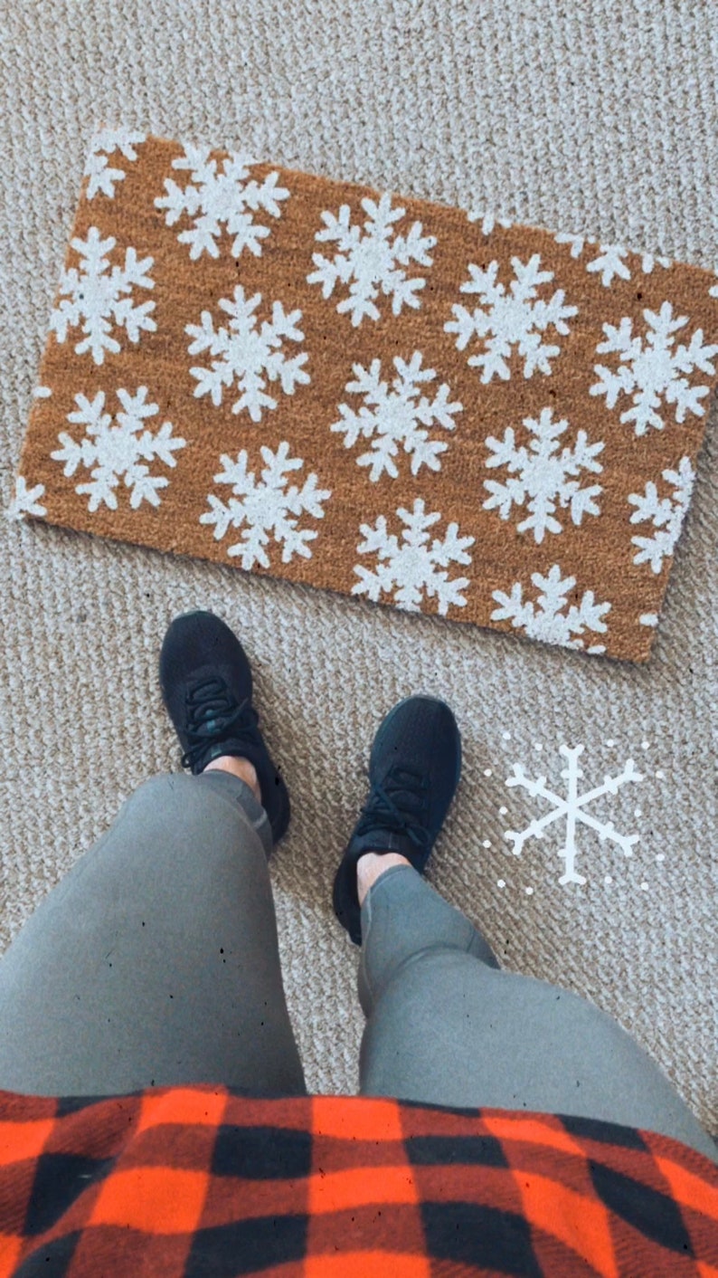 Snowflake Doormat Winter Doormat Cute Doormat Snow Etsy