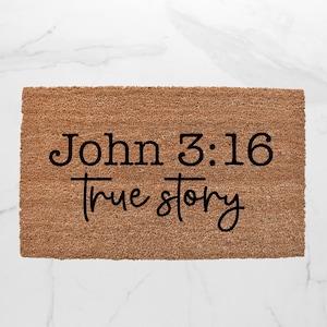 John 3:16 Doormat, Cute Doormat, Christian Doormat, Easter Doormat, Welcome Mat, Front Door Mat, Bible Verse, Jesus Loves You, Outdoor Rug