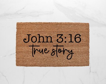 Felpudo de Juan 3:16, Felpudo bonito, Felpudo cristiano, Felpudo de Pascua, Felpudo de bienvenida, Felpudo de entrada, Versículo bíblico, Jesús te ama, Alfombra para exteriores