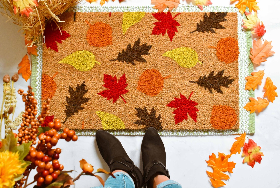 Fall Leaves Doormat Fall Doormat Fall Decor Fall Porch Etsy