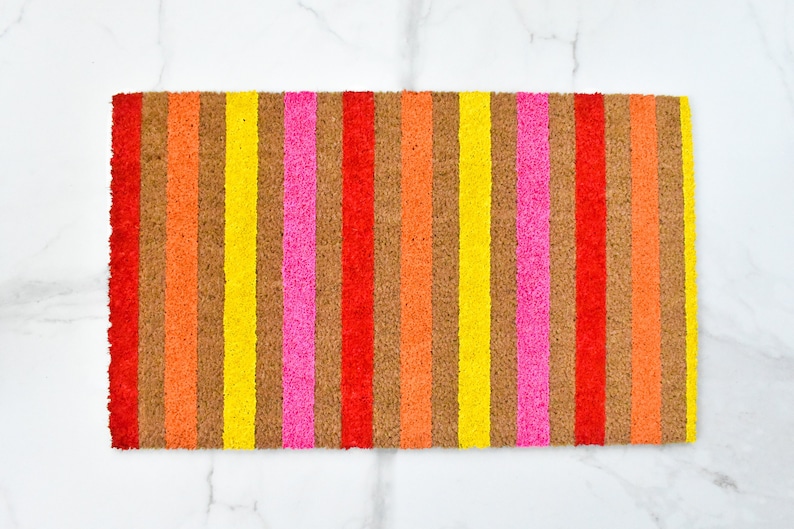 Striped Doormat, Cute Doormat, Spring Doormat, Welcome Mat, Outdoor Rug, Summer Doormat, Striped Decor, Summer Decor, Colorful Doormat, Rug image 1