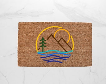 Nature Doormat, Outdoor Decor, Welcome Mat, Mountain Doormat, Camping Decor, Outdoorsy, Hiking Doormat, Outdoor Rug, Cute Doormat, Entryway