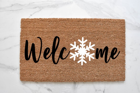 Welcome Snowflake Doormat Winter Doormat Welcome Mat Winter 