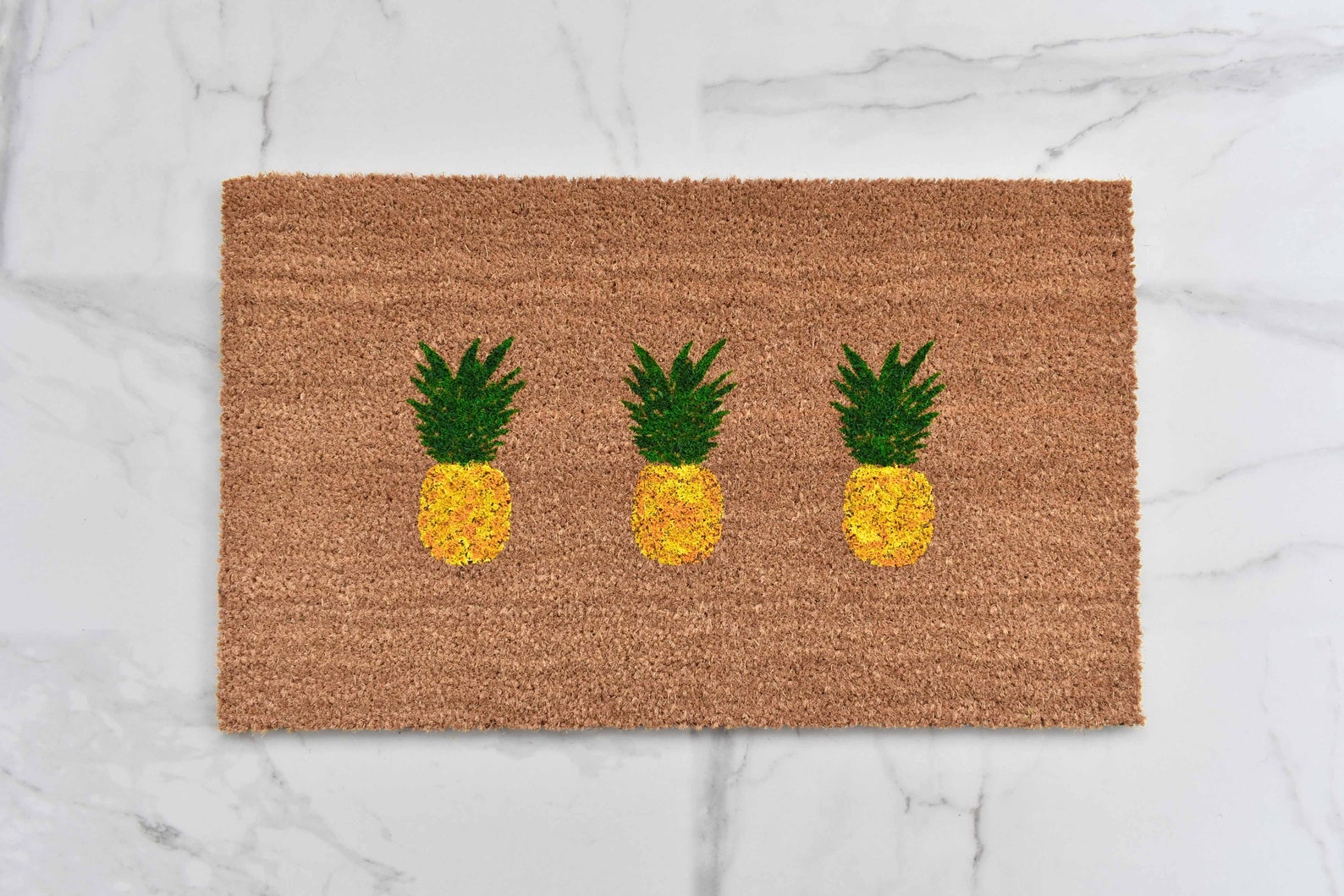 Green Pineapple Print Door Mat