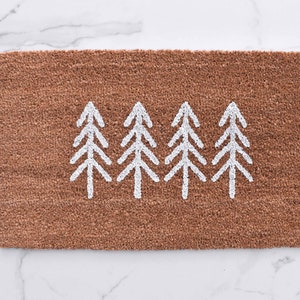 Pine Tree Doormat, Cute Doormat, Christmas Doormat, Outdoor Rug, Christmas Decor, Welcome Mat, Pine Trees, Winter Decor, Farmhouse Decor WHITE