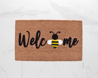 Bee Welcome Doormat, Bumble Bee Doormat, Cute Doormat, Welcome Mat, Summer Doormat, Outdoor Rug, Front Door Mat, Spring Doormat, Bee Doormat