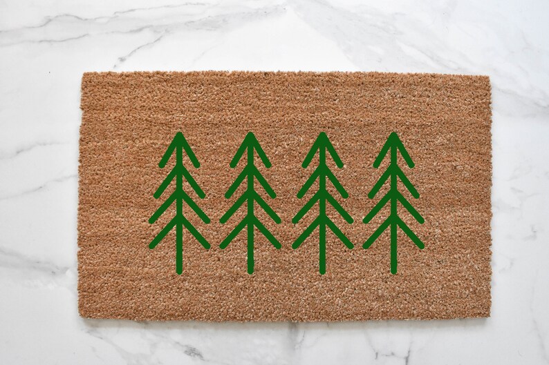 Pine Tree Doormat, Cute Doormat, Christmas Doormat, Outdoor Rug, Christmas Decor, Welcome Mat, Pine Trees, Winter Decor, Farmhouse Decor GREEN