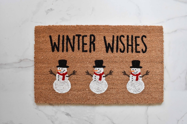Winter Wishes Doormat Snowman Doormat Cute Doormat Etsy