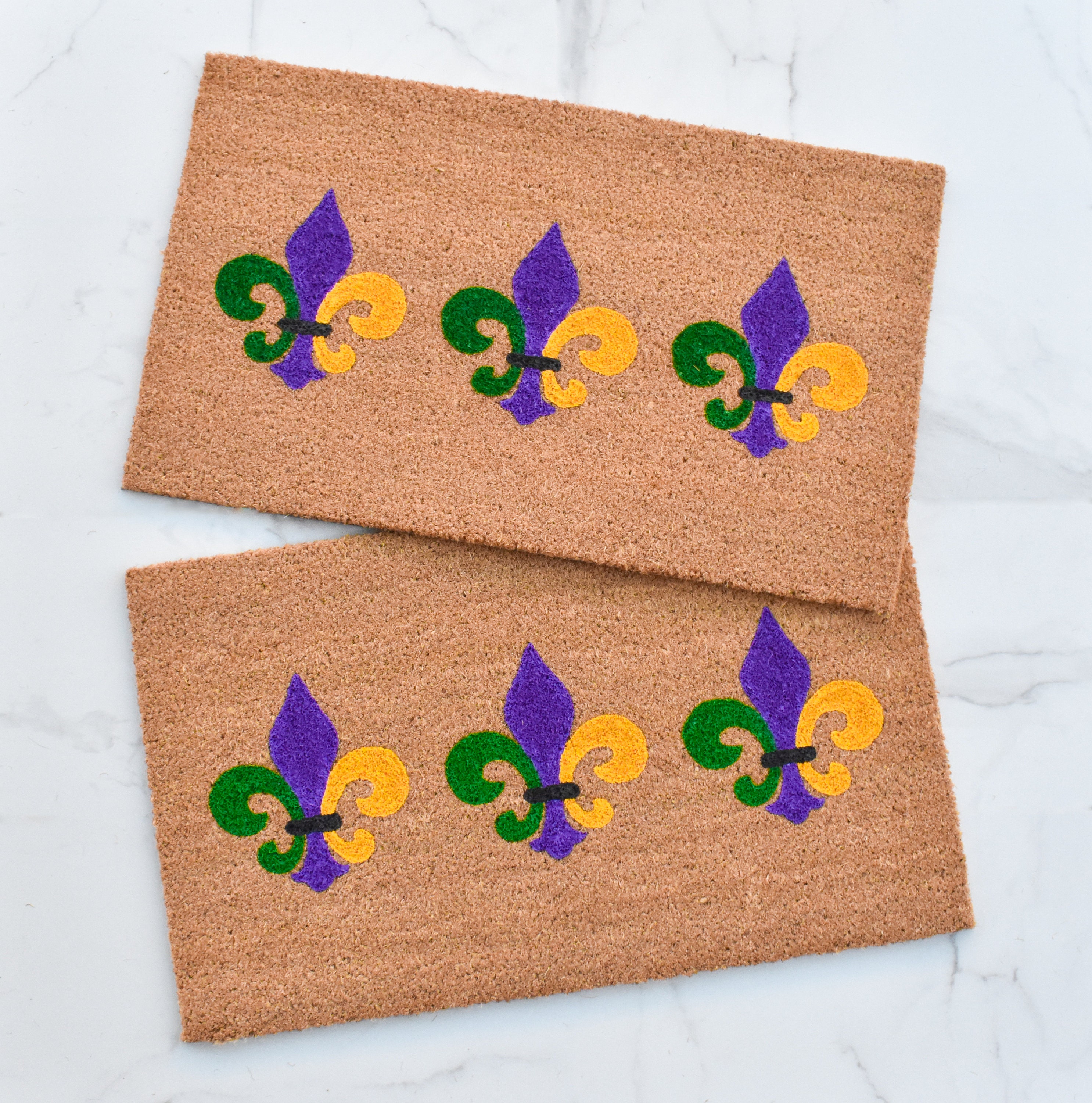 Fleur De Lis Doormat, Mardi Gras Decor, Cute Doormat, Welcome Mat, NOLA