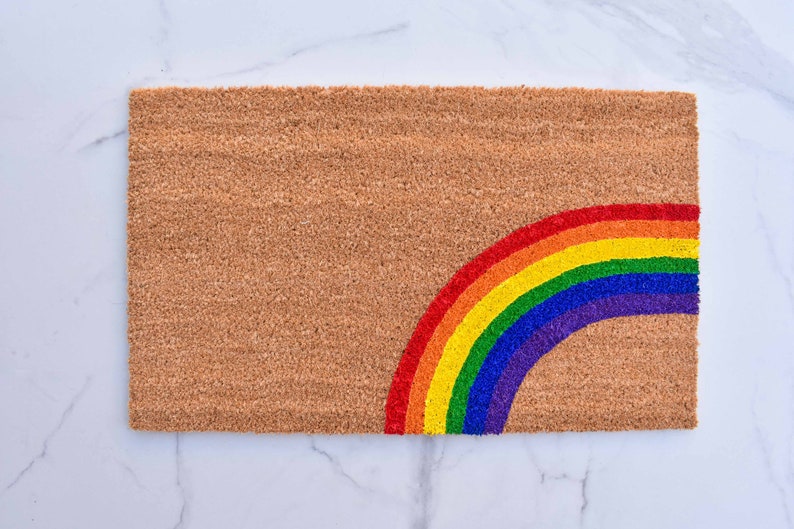 Rainbow Doormat Cute Doormat Spring Doormat Mat Etsy