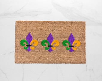 Fleur De Lis Doormat, Mardi Gras Decor, Cute Doormat, Welcome Mat, NOLA, Outdoor Rug, Fleur De Lis, New Orleans, Front Door Mat, Doormat