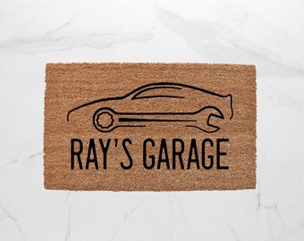 Custom Doormat, Garage Doormat, Welcome Mat, Workshop Doormat, Outdoor Rug, Personalized Doormat, Garage Decor, Gift For Him, Car Doormat