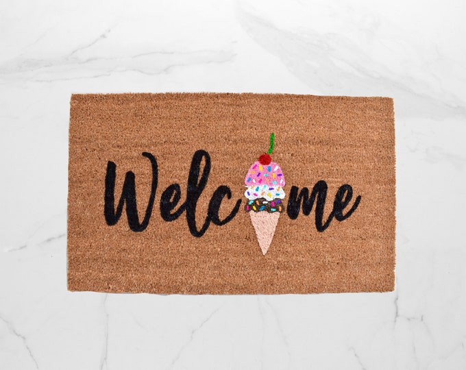 "Welcome" Ice Cream Summer Doormat